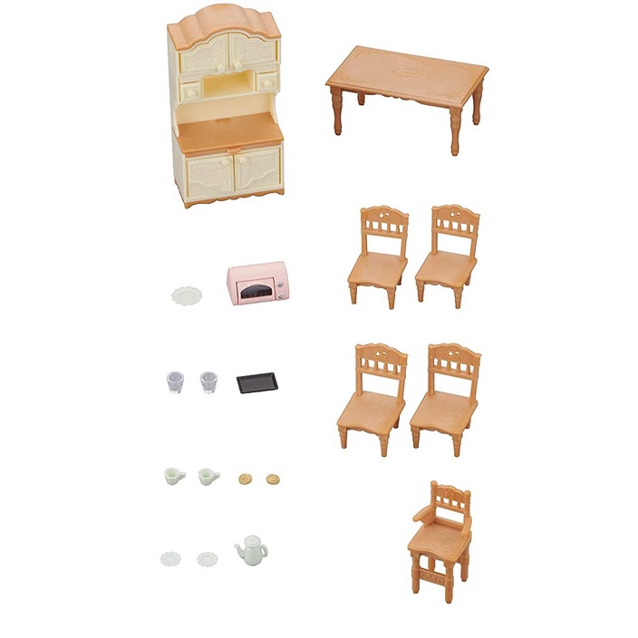 Sylvanian Families Calico Critters Bộ Nội Thất Phòng Ăn Dining Room Set