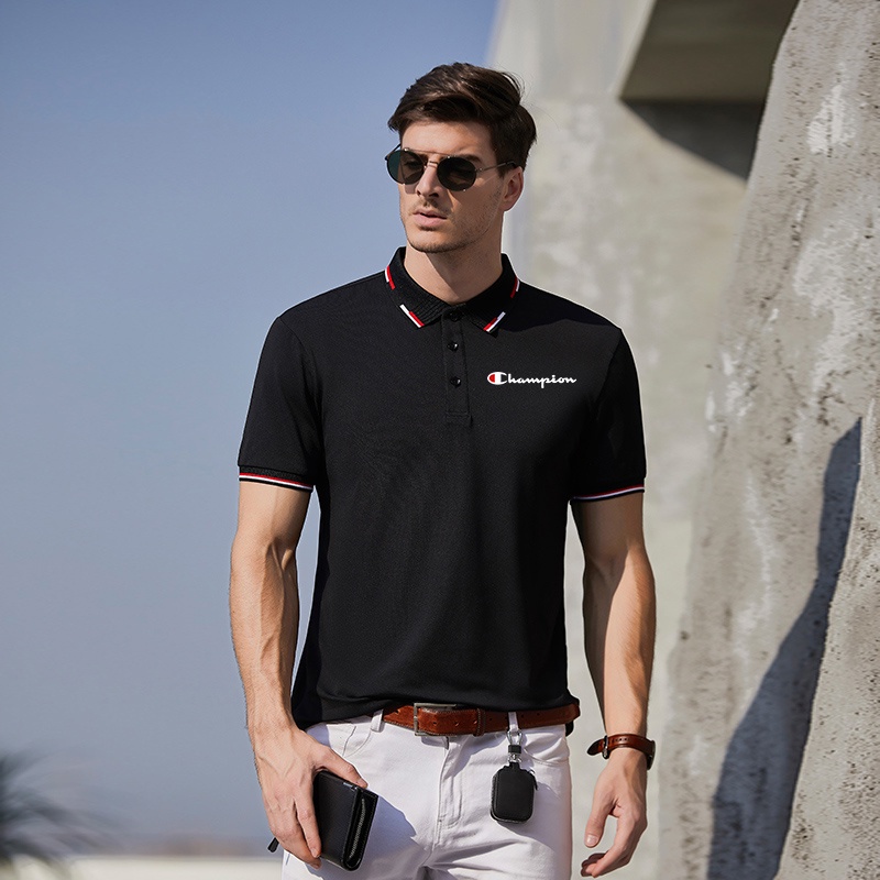 áo polo áo polo có cổ nam champion Áo polo champion Thun Polo Ngắn Tay Dáng Rộng Phong Cách Doanh Nhân Thời Trang Mùa Hè Giản Dị Dành Cho Nam áo polo champion