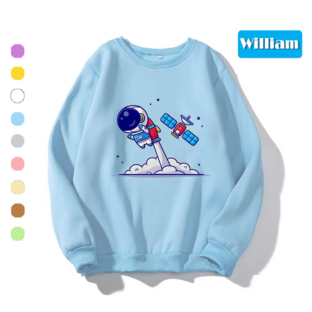 Áo sweater nam nữ in hình Du Hành Gia dễ thương cute, chất nỉ dày dặn, hợp làm áo cặp William - DS157