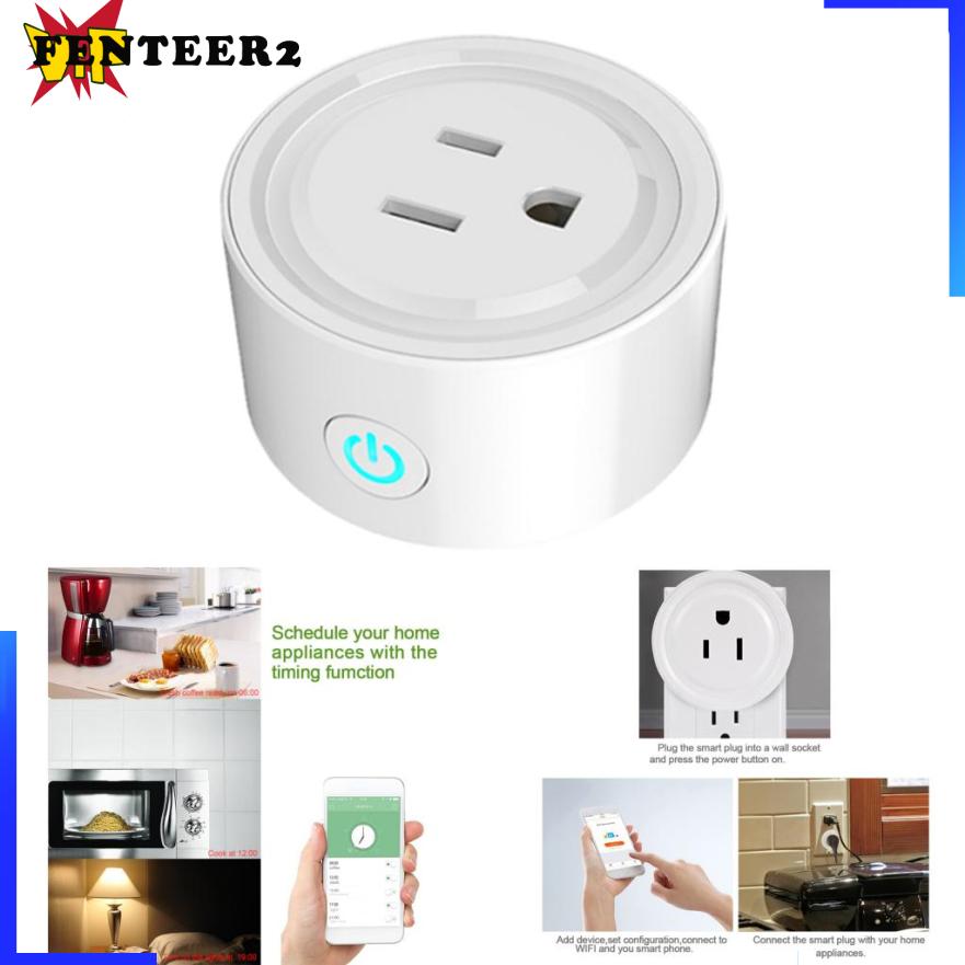 [Fenteer2  3c ]Home Smart Plug Mini Power Socket Wifi Outlet Switch Compatible with Alexa