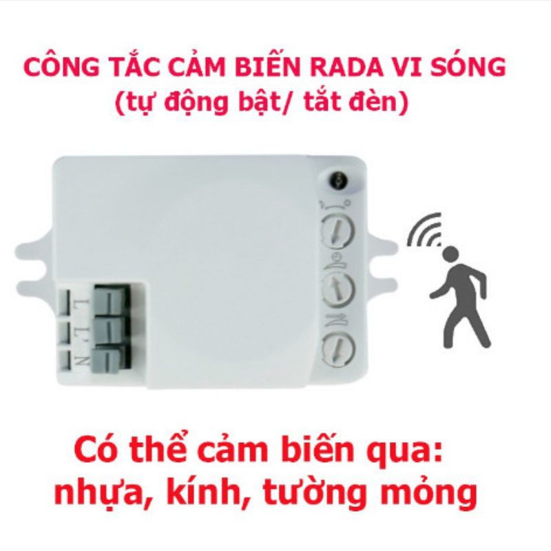 Công tắc cảm ứng rada vi sóng 5.8GHZ bật tắt đèn khi có người qua, cảm biến xuyên tường, nhựa, kính mỏng...