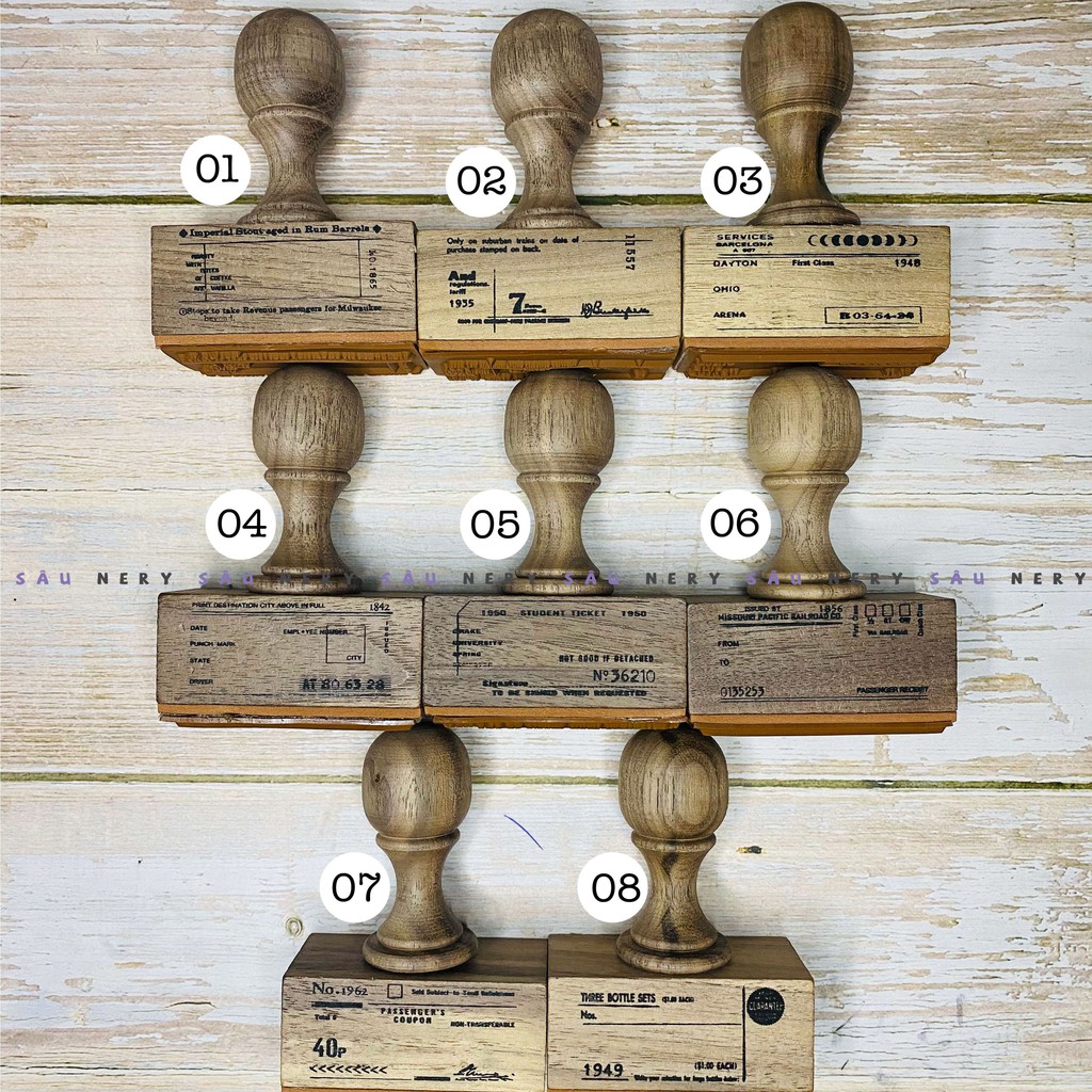 [SALE XẢ HÀNG] Sâu Nery - SN211 - Con dấu gỗ cổ điển Vintage_OLD TICKET