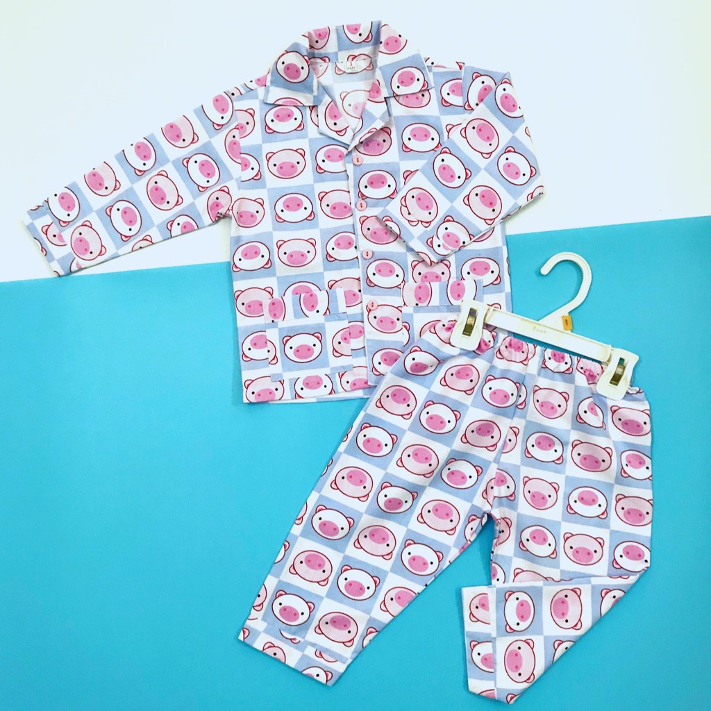 Pijama Cho Bé Kate Thái - Heo xanh hồng 10-45kg