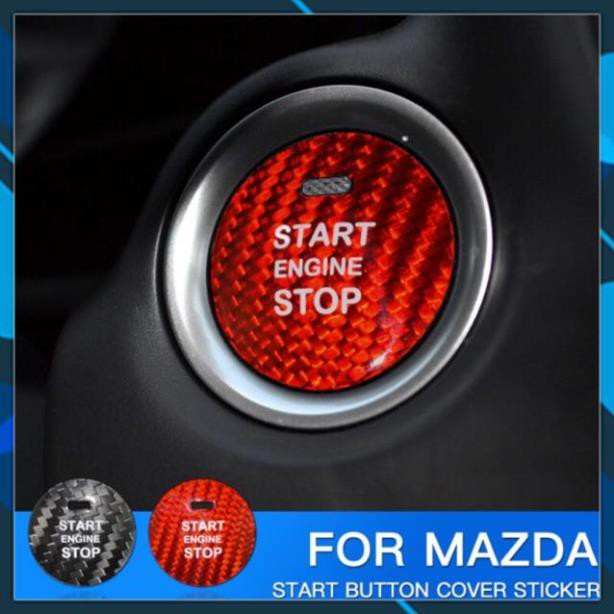 ⚡️𝐅𝐑𝐄𝐄 𝐒𝐇𝐈𝐏 𝟓𝟎𝐊⚡️ Ốp nút start stop sợi cabon thật cho xe mazda Cx5,3, 6