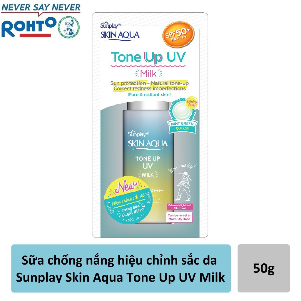 Sữa Chống Nắng Hiệu Chỉnh Sắc Da Sunplay SPF50+ PA++++ Cho Da Dầu, Mụn Skin Aqua Mint Green Tone Up UV Milk 50g