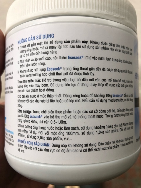 Bột thông cống Mỹ - EcoSock - Xử lý thông tắc đường ống tức thời, hiệu quả cao (EcoClean)