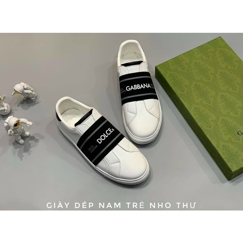 Giày lười slipon dolce quai chun siêu cấp . Giày thể thao nam trắng kèm hộp