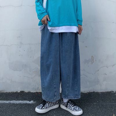 Men jeans Wide Leg denim pant Loose Straight Baggy men's jeans Streetwear Hip Hop casual Skateboard pants S-5XL Neutral trousers Korean fashion Japanese jeans men's fashion brand loose wide leg knickerbockers