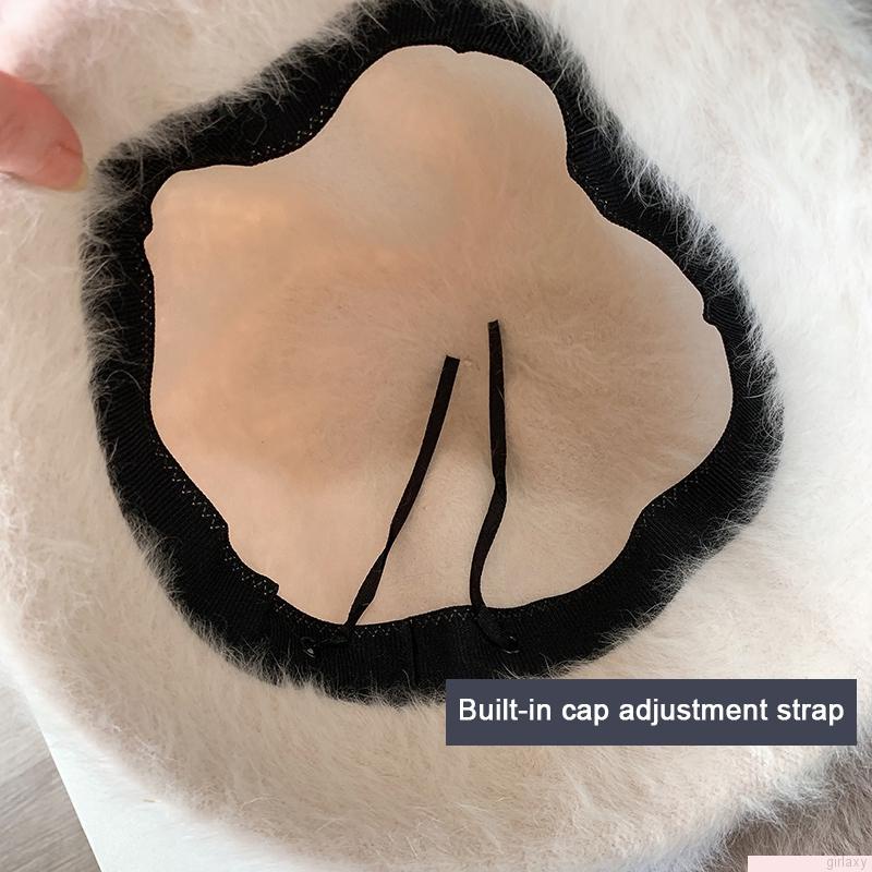 Mũ bucket nữ phối lông cừu giả dày dặn màu trơn thời trang phong cách Hàn Quốc