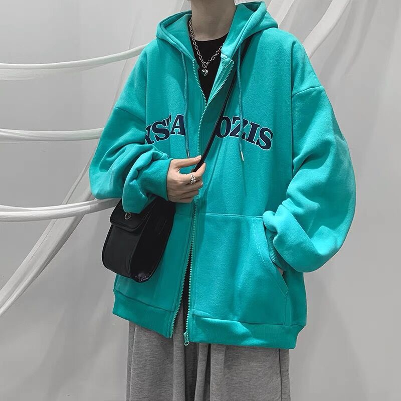 Áo Khoác Thể Thao Có Nón Phối Khóa Kéo Phong Cách Retro Thu Đông Cho Nữ OOP1