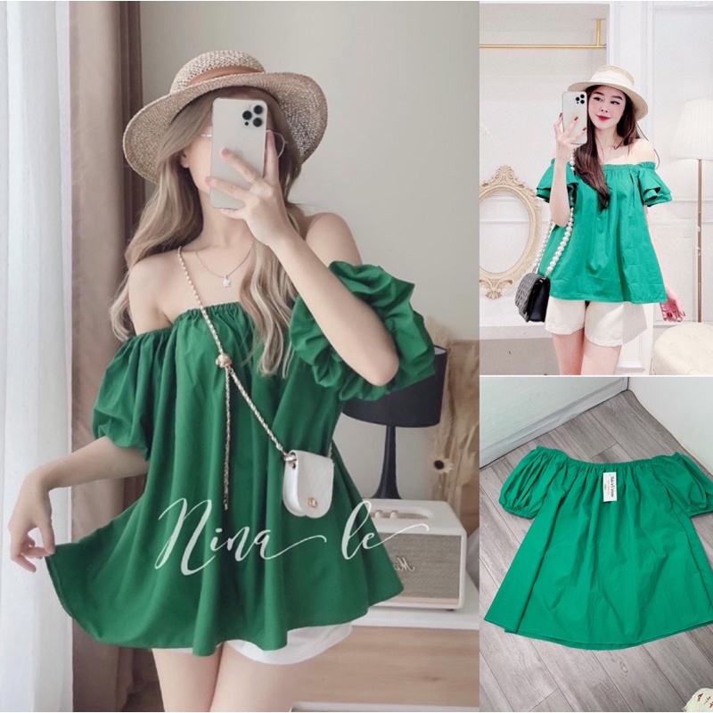 Áo trễ vai, áo hở vai babydoll nữ đẹp bèo tay phồng rộng dễ thương, mặc đi chơi, s | BigBuy360 - bigbuy360.vn