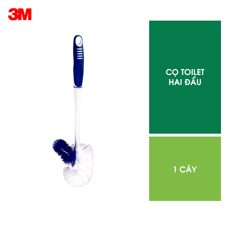 Cọ toilet 2 đầu Scotch Brite 3M đa năng với đầu nylon bền chắc, không gây trầy xước, chạm đến mọi ngóc ngách