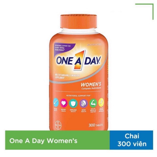 [Date 2023]One A Day Women's Complete Multivitamin bổ sung Multivitamin và khoáng chất dành cho nữ, Chai 300 viên