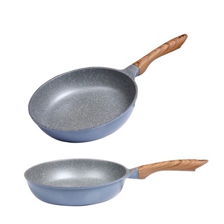 Chảo vân đá cán gỗ đáy từ Ecoramic 28cm