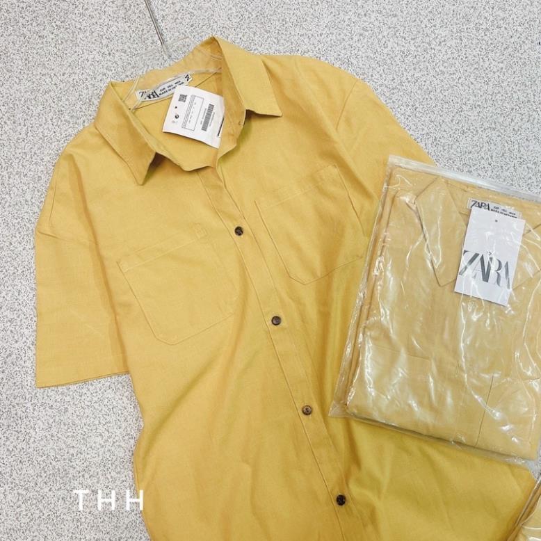 VÁY SƠ MI MÀU VÀNG - TRẮNG DÁNG SUÔNG CHO NỮ