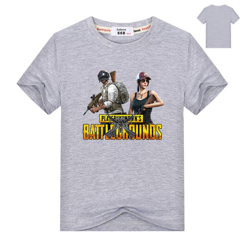 Áo thun cotton in hình game PUBG cho bé trai