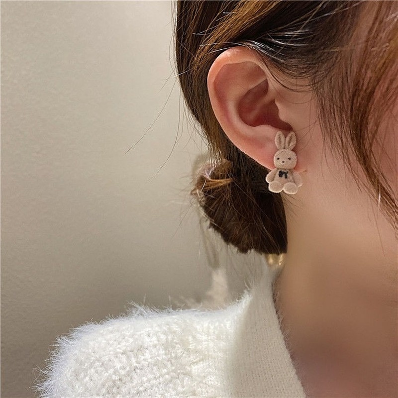 1 đôi bông tai hình thỏ đính nơ dễ thương vui nhộn
