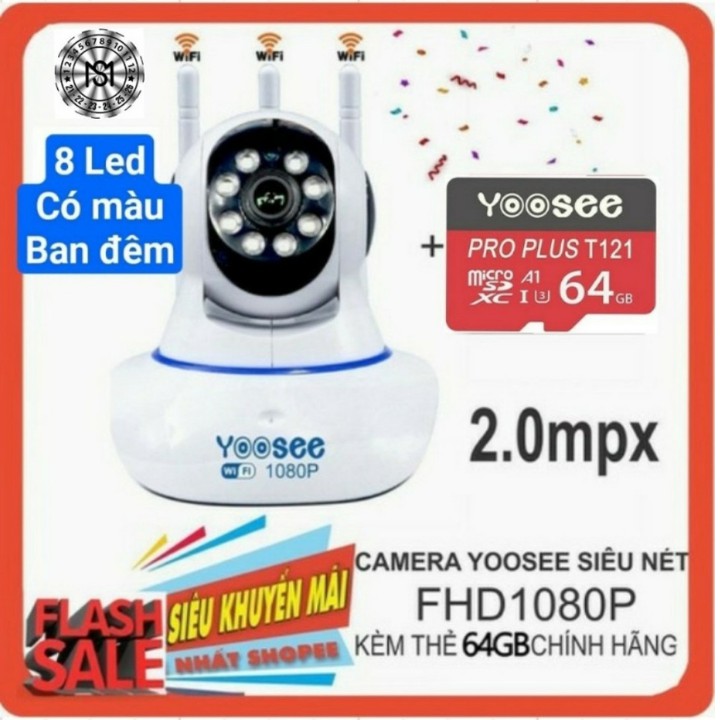 Camera YooSee 2.0MP - 1080P - Ban đêm có màu - Xoay 360đ - Đàm thoại 2 chiều - Báo động chống trộm