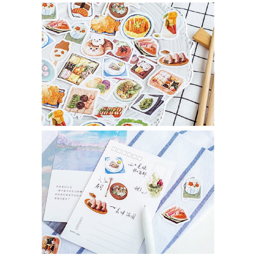 Set 46 Miếng Dán Trang Trí Sổ Tay/Nhật Ký Hình Thức Ăn Yummy DIY