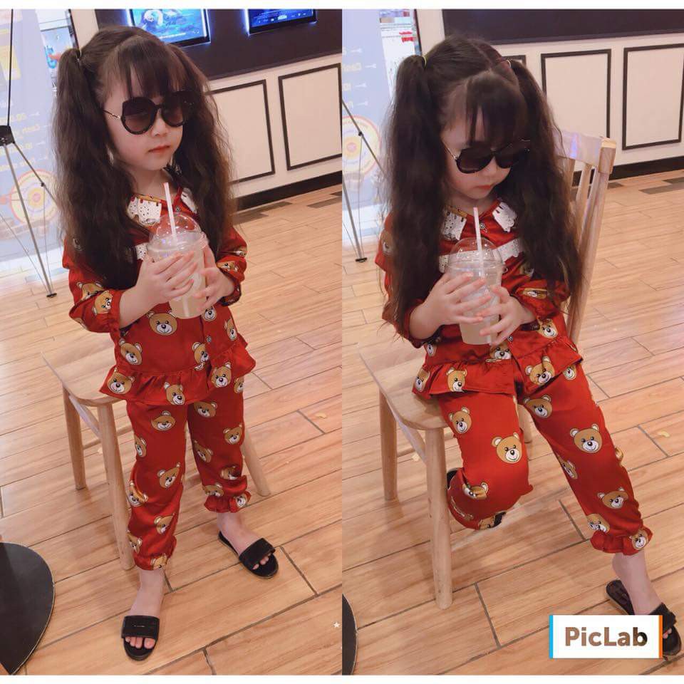 Bộ Pijama Lụa cho Bé Gái
