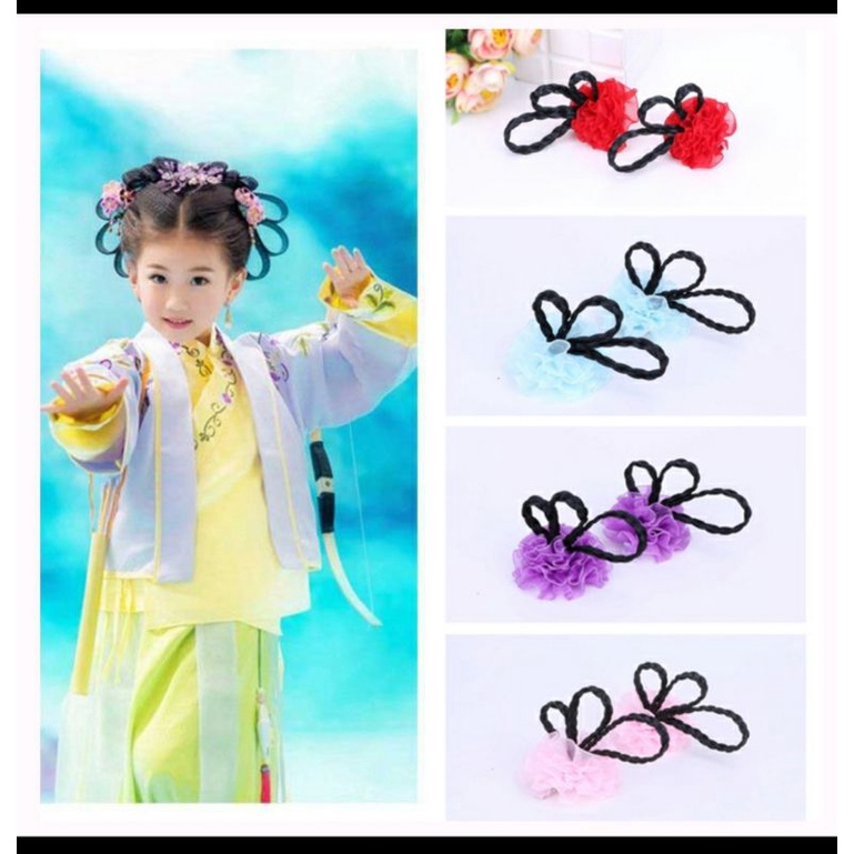 Combo 2 kẹp tóc búi nơ cổ trang cho bé