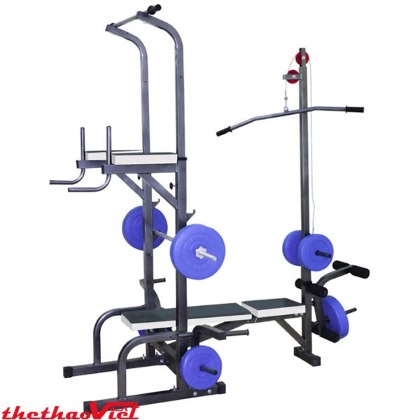 Máy tập gym đa năng, dụng cụ tập gym tại nhà, ghế tập tạ đa năng kết hợp xà đơn xà kép (chưa bao gồm đòn tạ và bánh tạ)