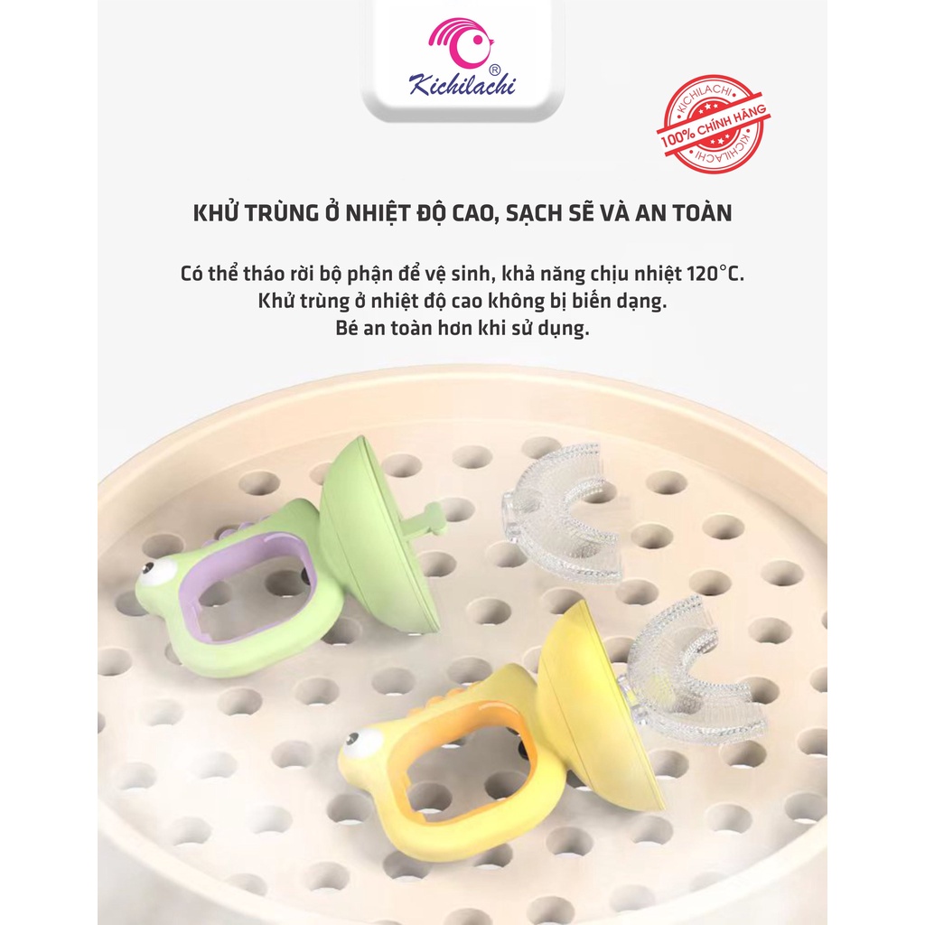 Bàn chải đánh răng cho bé chữ U Kichilachi hình khủng long chất liệu silicon mềm - MINIBOO