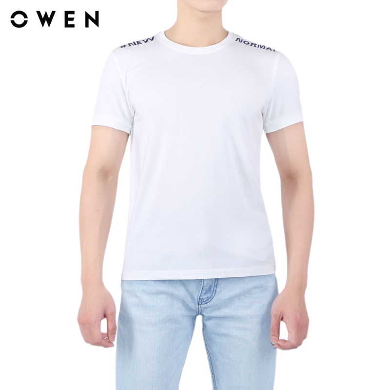Áo Tshirt ngắn tay Nam Owen Cotton Slim Fit màu Trắng - TSN23650