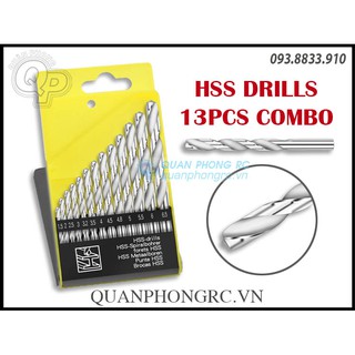 Bộ mũi khoan HSS 13 in 1 xoắn trục thẳng 1.5mm-6.5mm