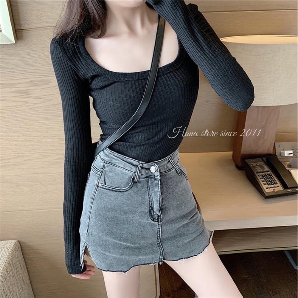Áo Croptop Body Cổ Chữ U Cực sexy Quyến Rũ