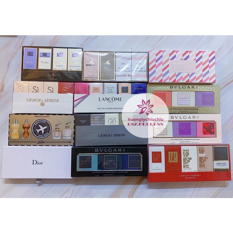 Set nước hoa mini các hãng Dior, Sì, Lancome, Bvlgari, Burberry, Jeanpaul Gaultier, Thiery Mugler