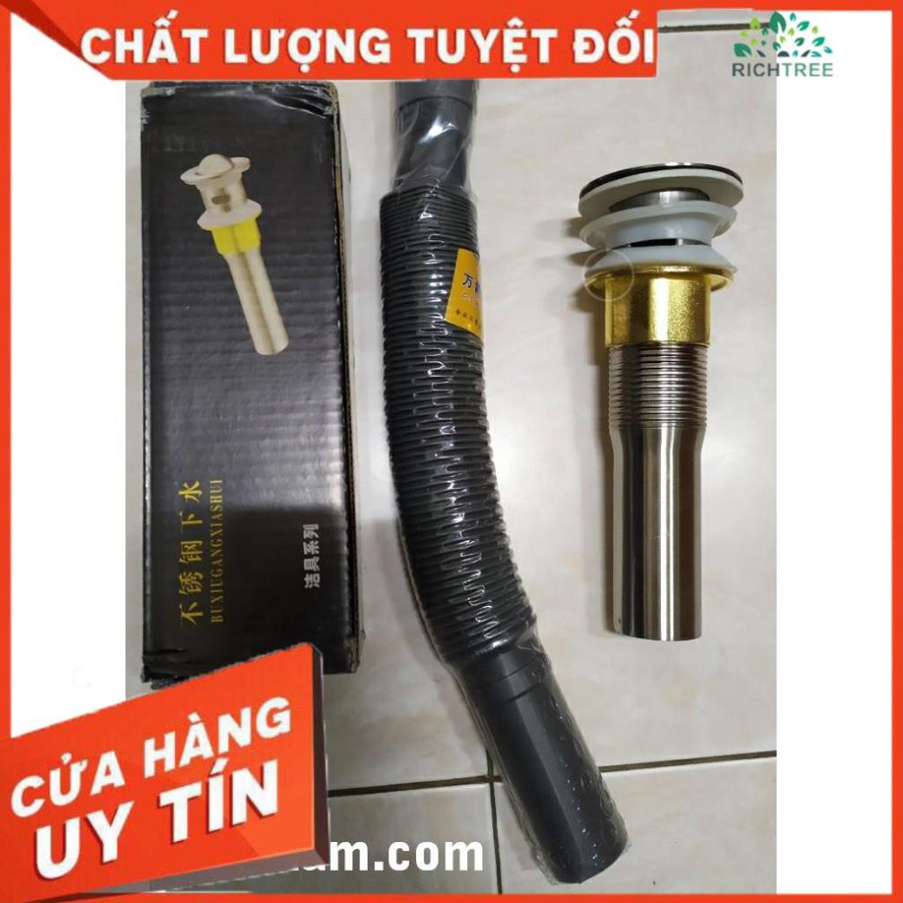 [FREE SHIP] Xi phông chậu rửa mặt lavabo chất liệu inox 304 Kèm đuôi nhựa co rút M87-Loại nắp lật