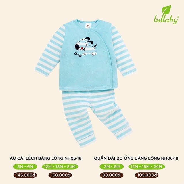 Bộ cài lệch băng lông Lullaby hàng xả sale(hết ghi 6-12m)