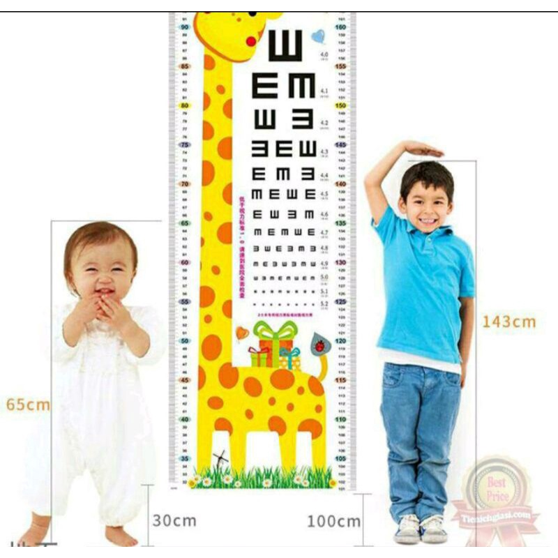 Thước decal dán tường đo chiều cao cho bé, họa tiết ngộ nghĩnh đáng yêu, đo được lên đến 170 cm