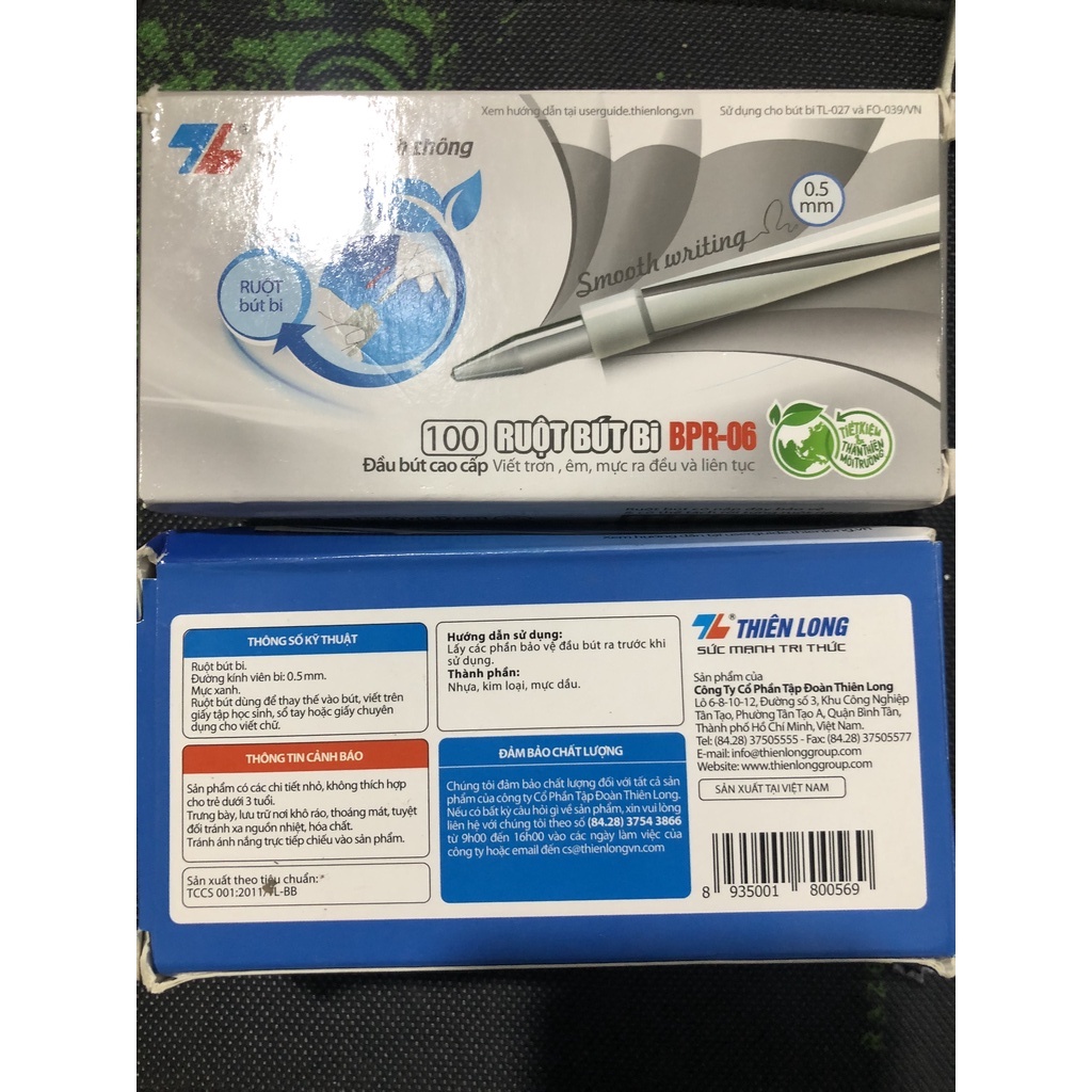 Hộp 100 Ruột Bút Bi BPR-06 Nét 0.5mm Đẹp