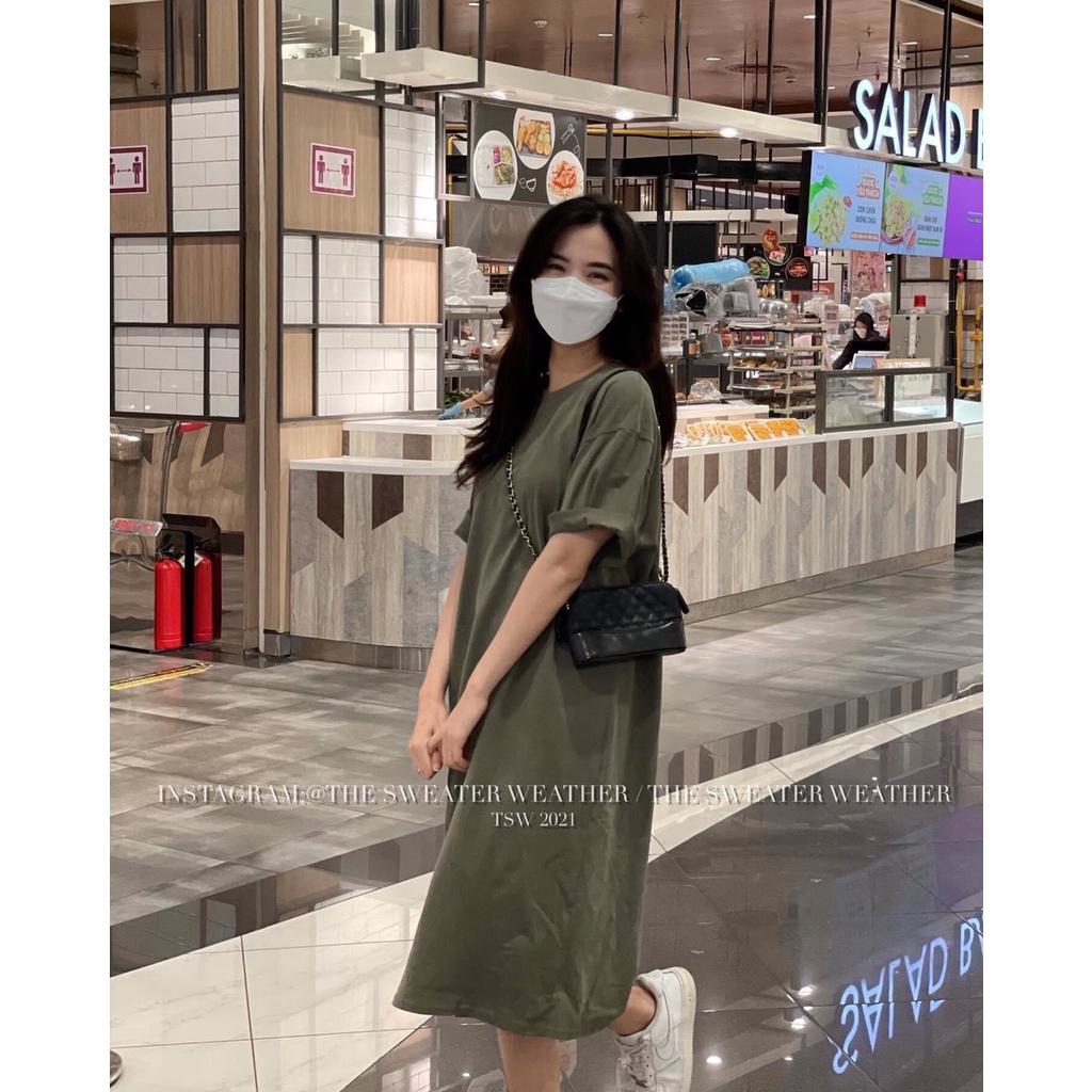 (MỚI) Đầm Vintage Rêu Và Đỏ Dáng Suông Nữ [FREESHIP]  Váy cộc tay lỡ thun form rộng đẹp bánh bèo cá tính Ulzzang