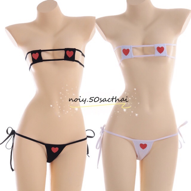 Set bikini bra tiny heart , bikini trái tim nhỏ cột dây