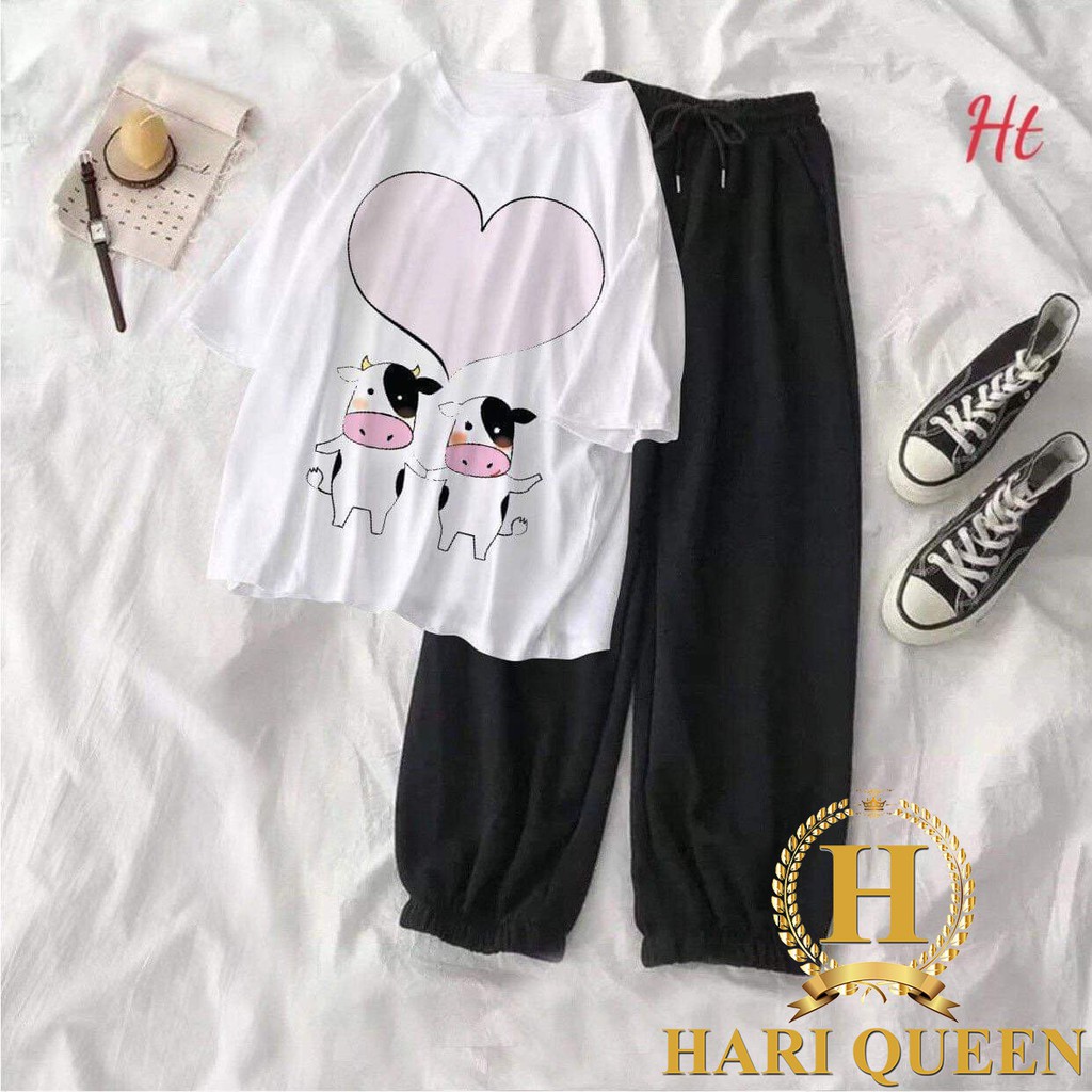 Sét áo bò sữa Kute + quần bom đen HTH0521