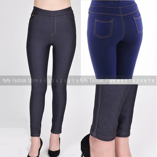 Quần legging nữ giả Jean Lưng thun co giãn tốt