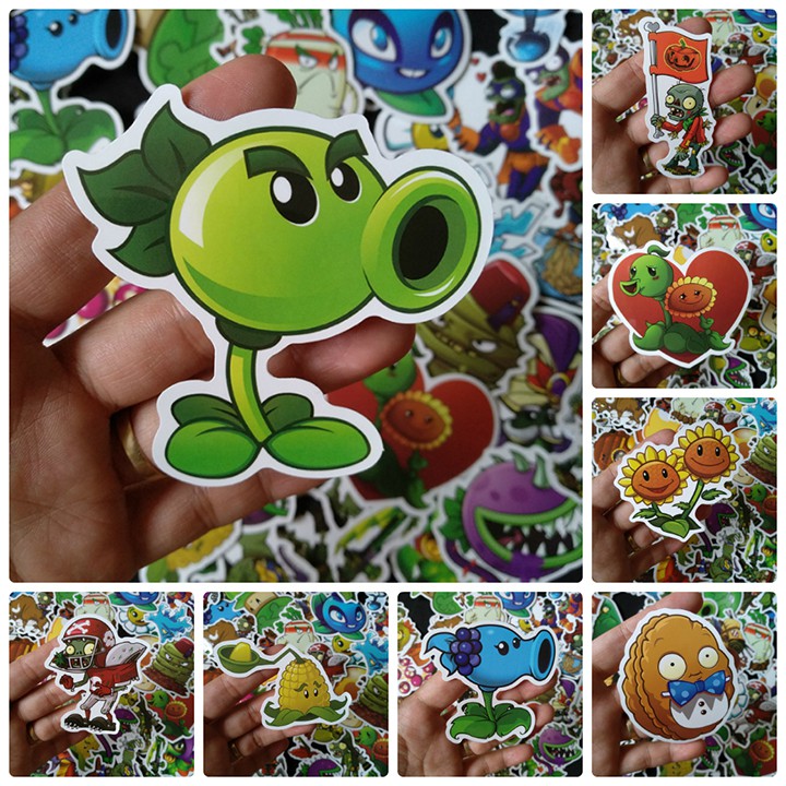 Bộ Sticker dán cao cấp chủ đề PLANTS VS ZOMBIES - Dùng dán Xe, dán mũ bảo hiểm, dán Laptop...