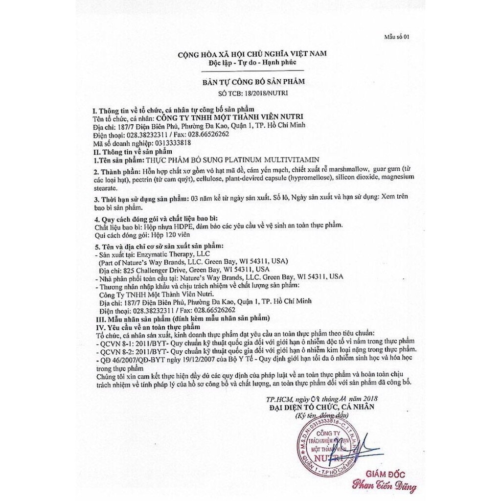 Viên Bổ Sung Vitamin Và Khoáng Chất Tổng Hợp Platinum Multivitamin 90 Viên