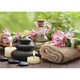 Tranh dán tường 3D  SPA - vải lụa phủ kim sa (Kích thước theo yêu cầu)