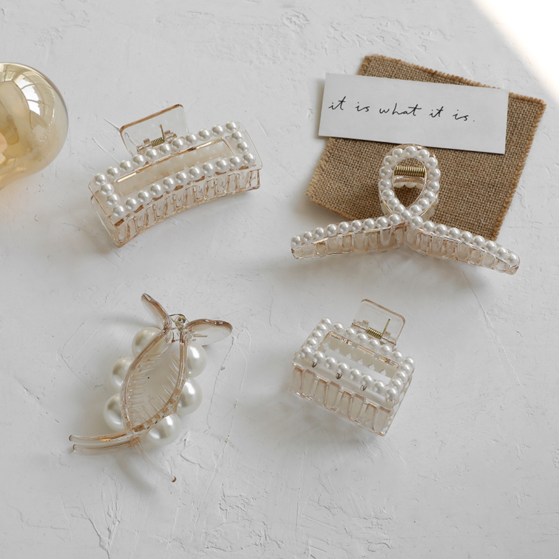 Kẹp Tóc Đính Ngọc Trai Thiết Kế Lưng Độc Đáo Phong Cách Hàn Quốc Cao Cấp