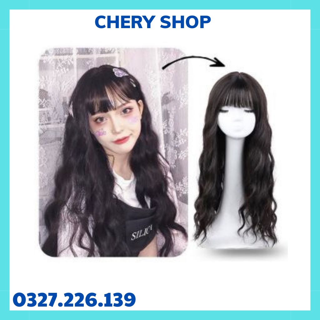 Tóc giả nguyên đầu xoăn FREESHIP  tóc giả nguyên đầu xoăn sóng 3 trục 8183