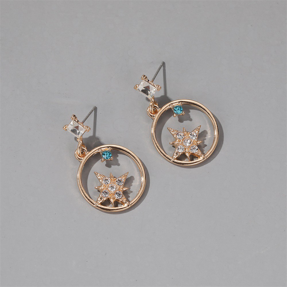 Đôi Bông Tai Hình Bát Giác Đính Đá Thời Trang Cho Nữ