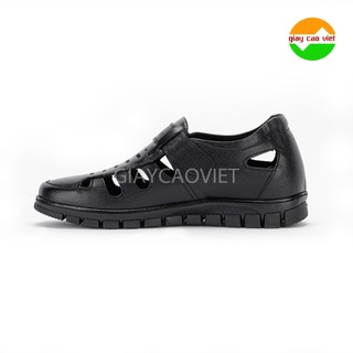 Giày rọ tăng chiều cao nam đục lỗ mùa hè - giaycaoviet - da bò nappa tăng cao 6cm dc072 đen-nâu