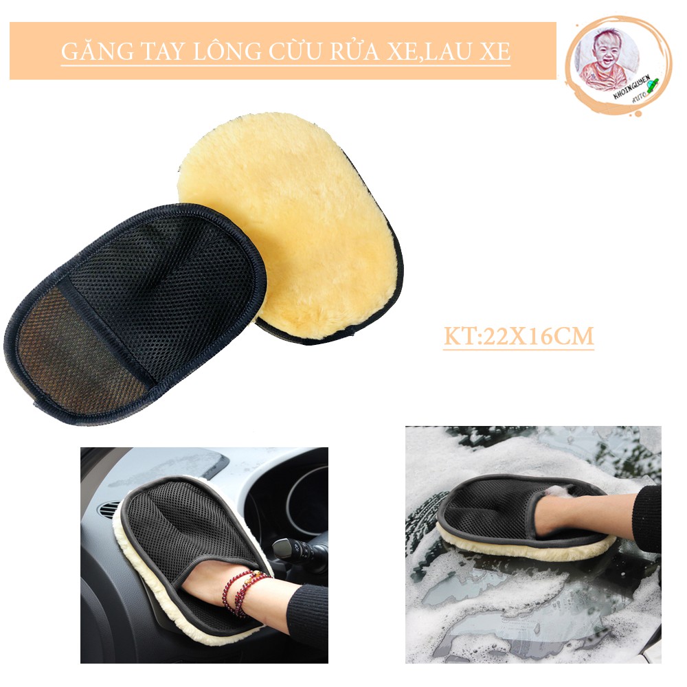 [FREE SHIP] Găng tay lông cừu siêu mịn rửa xe lau xe ô tô xe máy -GT01