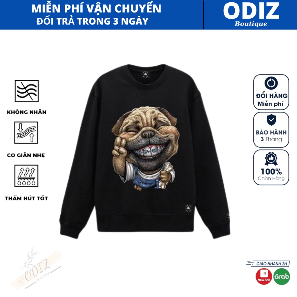 Áo Sweater, Form Rộng không xù lông áo nỉ dài tay Unisex + Tặng 1 áo thun Unisex trị giá 96k ODIZ 03