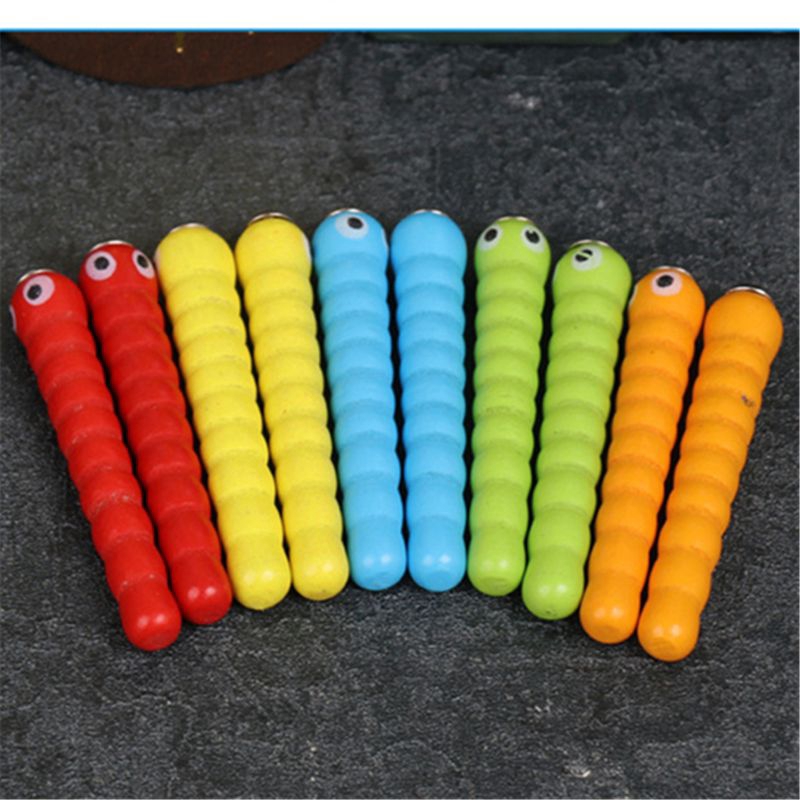 Set 1 Đồ Chơi Bắt Sâu + 5 Con Sâu Bằng Gỗ Cho Bé