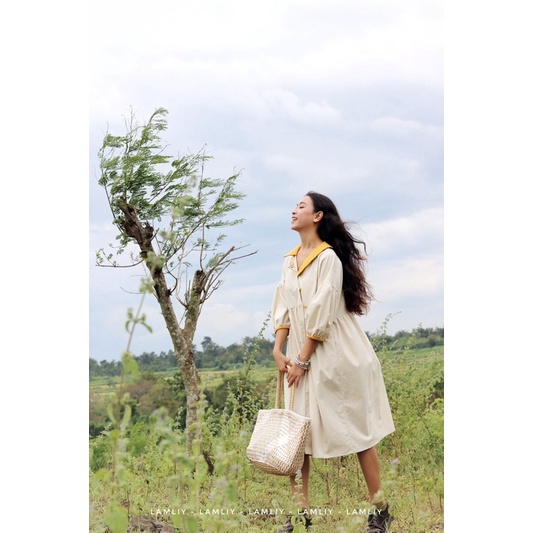 Đầm babydoll thêu tay linen